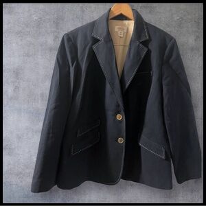 Talbots Navy Blazer with Gold Buttons white stitching